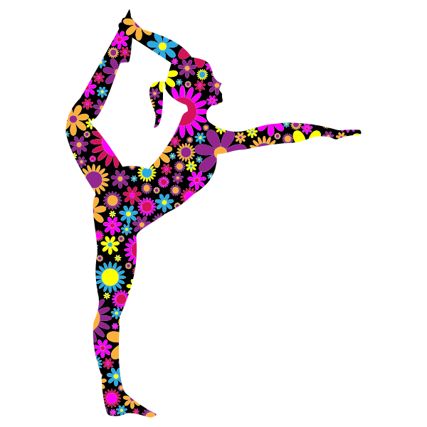 SVG Floral stretching ballerina
