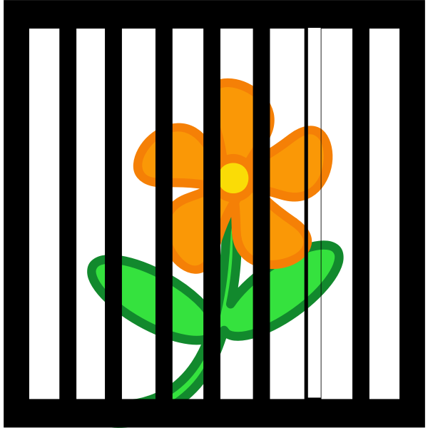 SVG Flower behind bars vector drawing