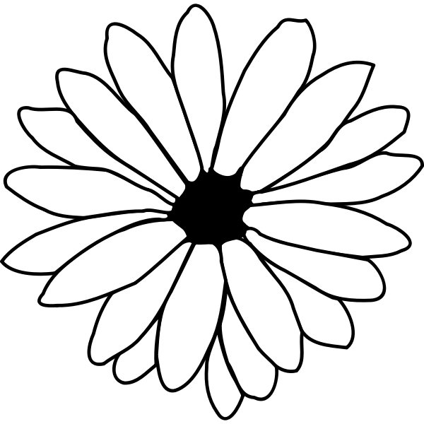SVG Flower blooming with petals in black and white vector graphics