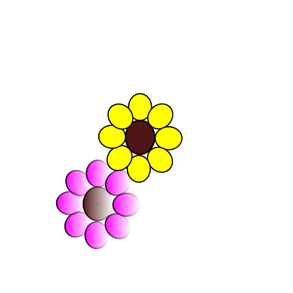SVG flowers purple and yellow