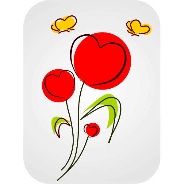 SVG Flowers with hearts vector clip art