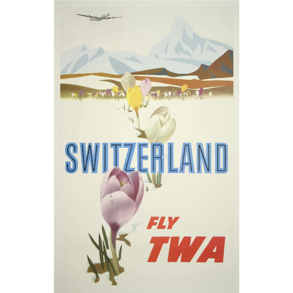 SVG Fly TWA vintage travel poster vector graphics