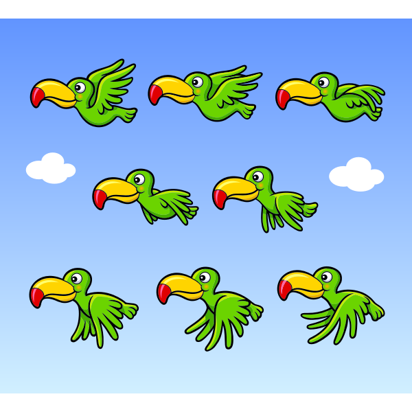 SVG Flying cartoon bird animation