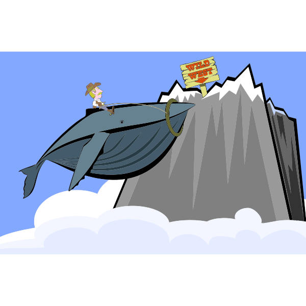 SVG Flying whale and cowboy