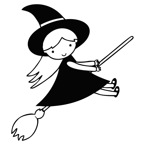 SVG Flying Witch Line Art