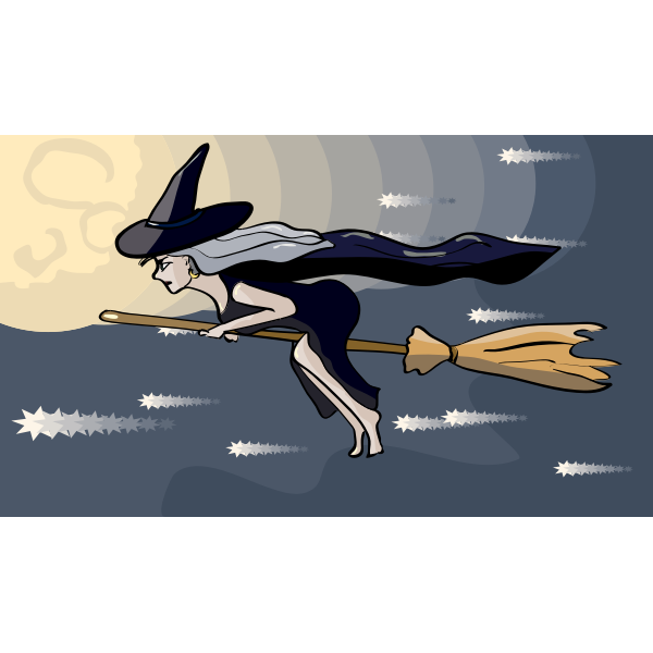 SVG Flying witch vector drawing