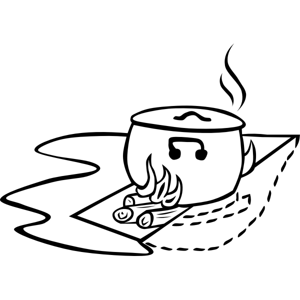 SVG Food in pot baked on campfire vector clip art