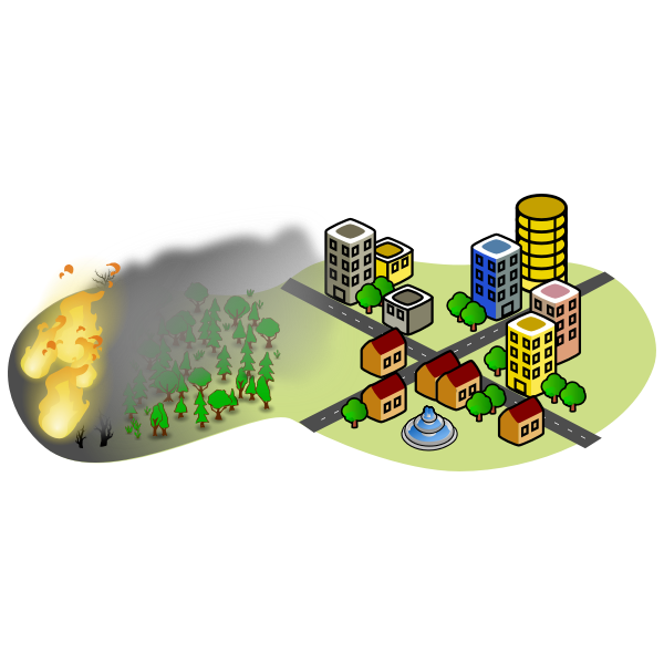 SVG Forest fire endangering the city