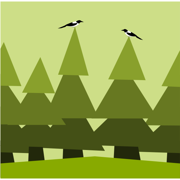 SVG Forest with birds illustration