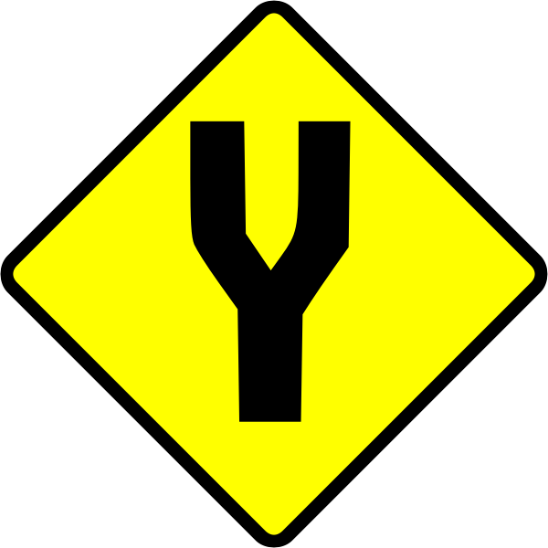 SVG Fork in road caution sign vector image