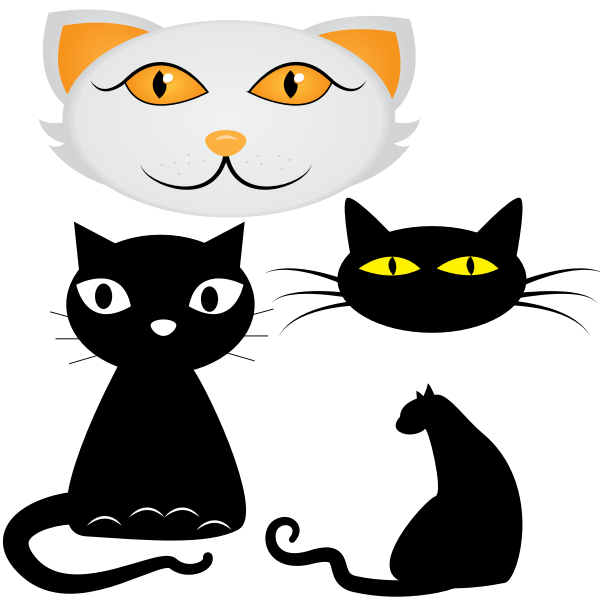 SVG Four cat faces vector clip art