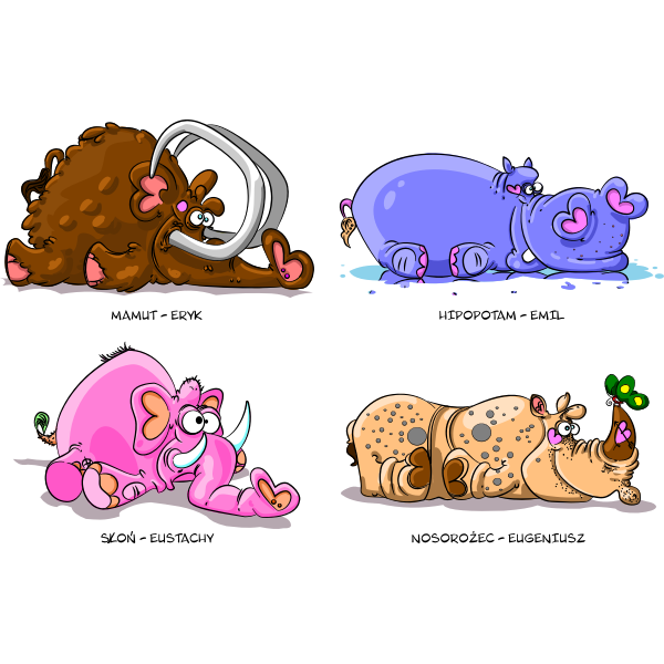 SVG Four funny animals vector