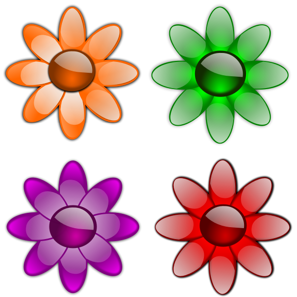 SVG Four geometrical flowers vector graphics
