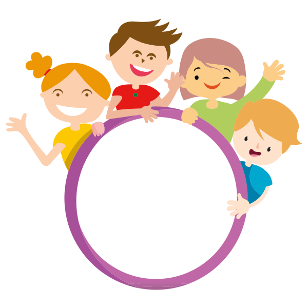 SVG Four kids and circle