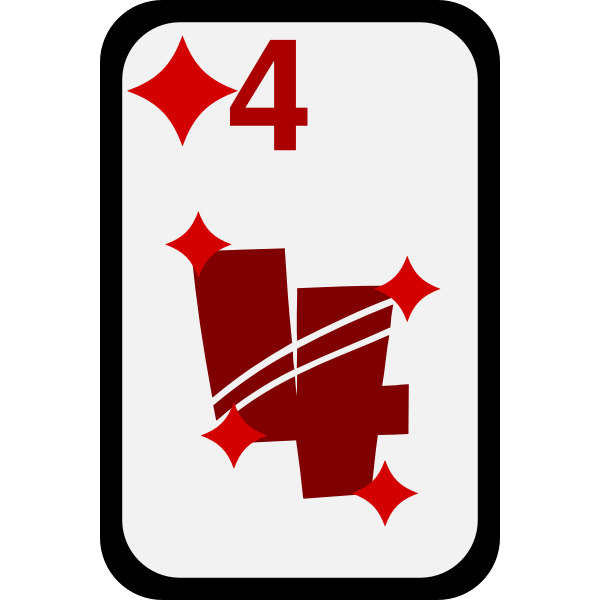 SVG Four of Diamonds funky playing card vector clip art