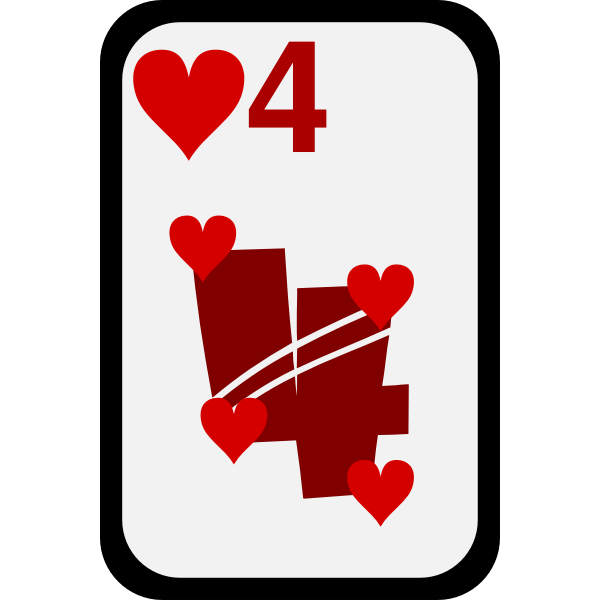 SVG Four of Hearts funky playing card vector clip art
