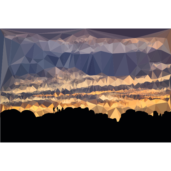 SVG Four people and sunset