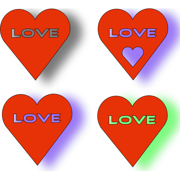 SVG Four red hearts vector image