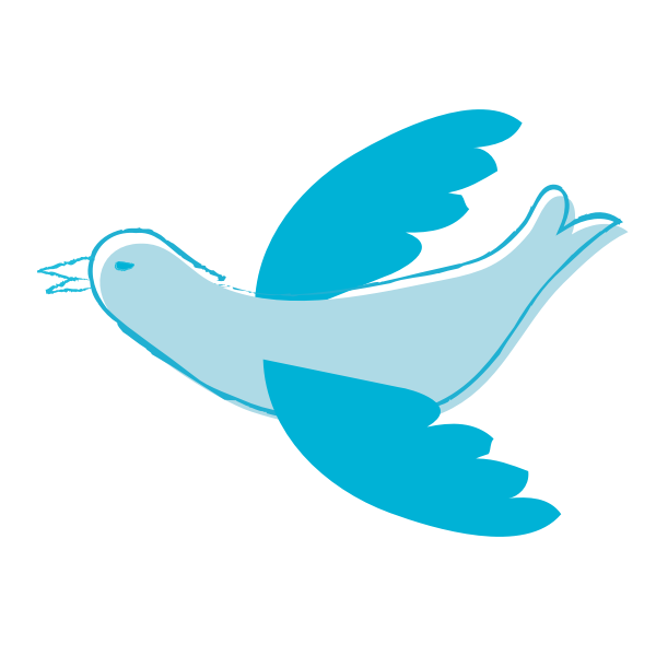SVG Freehand drawing of a blue bird flying
