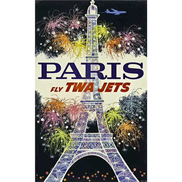 SVG French vintage travel promotional poster