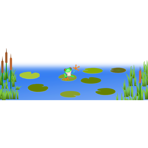 SVG Frog on Bluish Pond