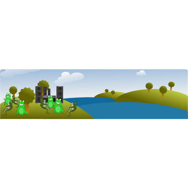 SVG Frogs partying by river vector image