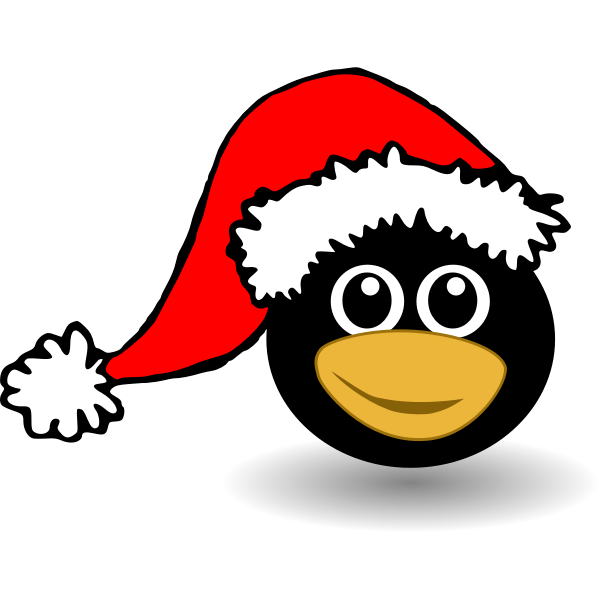 SVG Funny Penguin face with Santa Claus hat