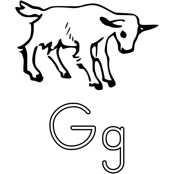 SVG G is for Goat alphabet learning guide drawing