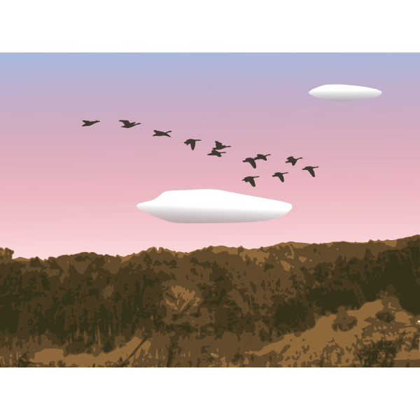SVG Geese over forest