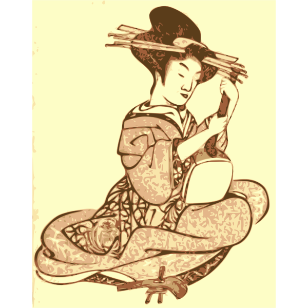 SVG Geisha holding musical instrument vector illustration