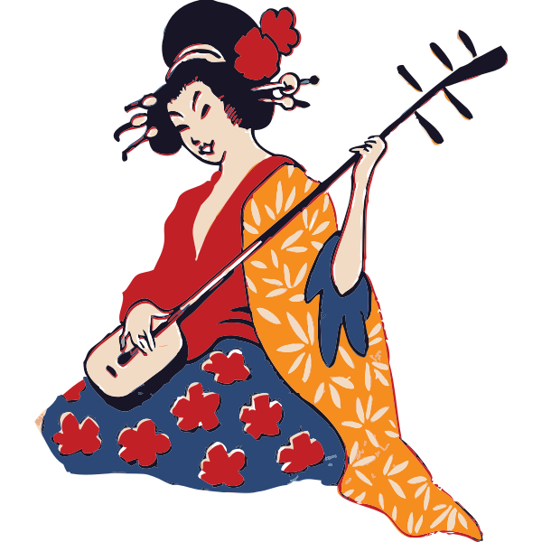 SVG Geisha playing instrument