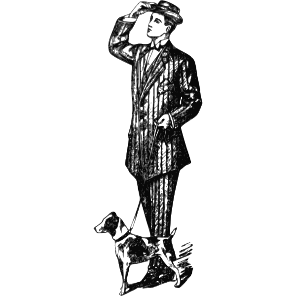 SVG Gentleman and his dog vector illustration
