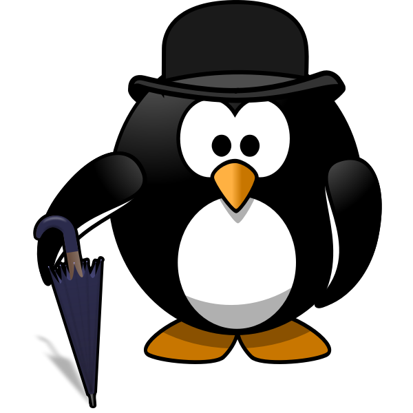 SVG Gentleman penguin with umbrella vector graphics
