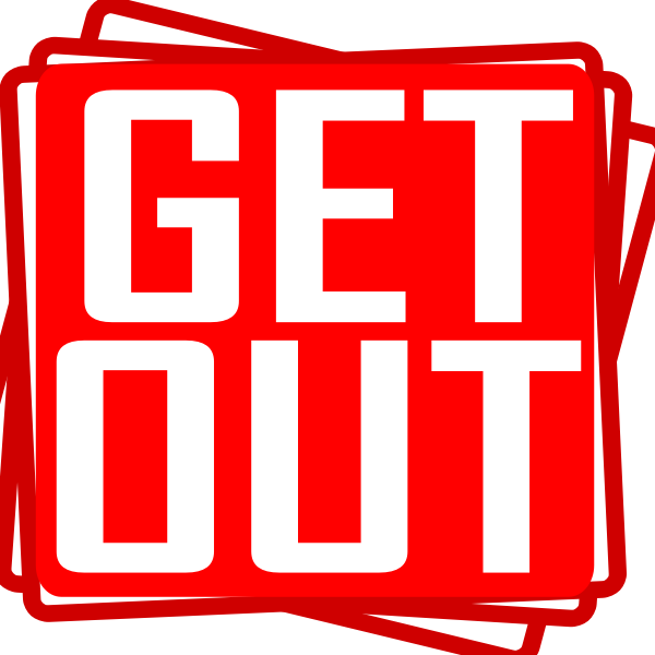 SVG Get out red stamp vector drawing