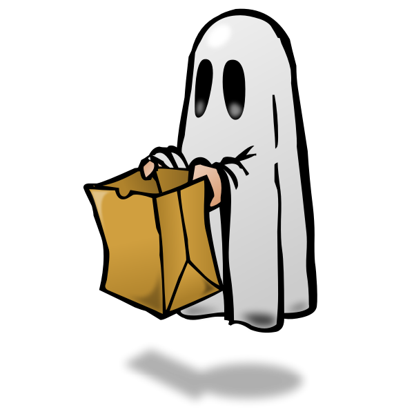 SVG Ghost with a paper bag with shadow vector image