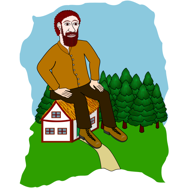 SVG Giant sitting on a house vector drawing