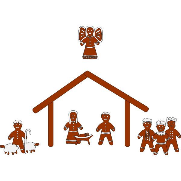 SVG Gingerbread nativity vector