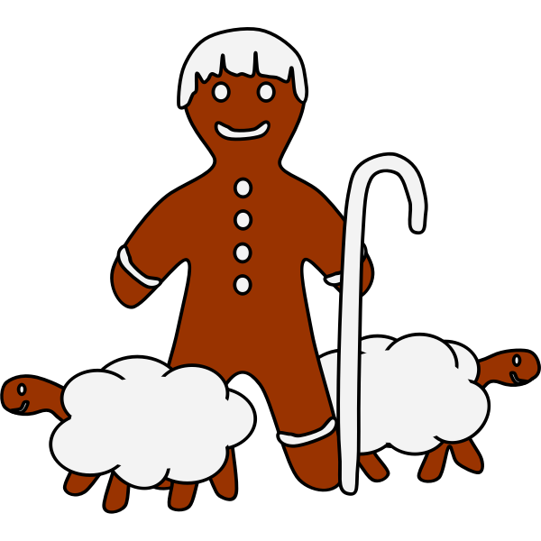 SVG Gingerbread shepherd with two sheep