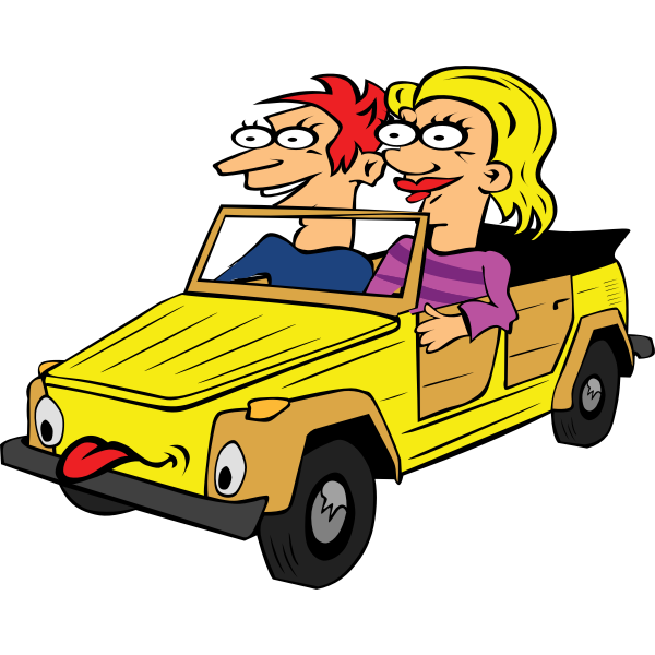 SVG Girl and Boy in Self Driving Car