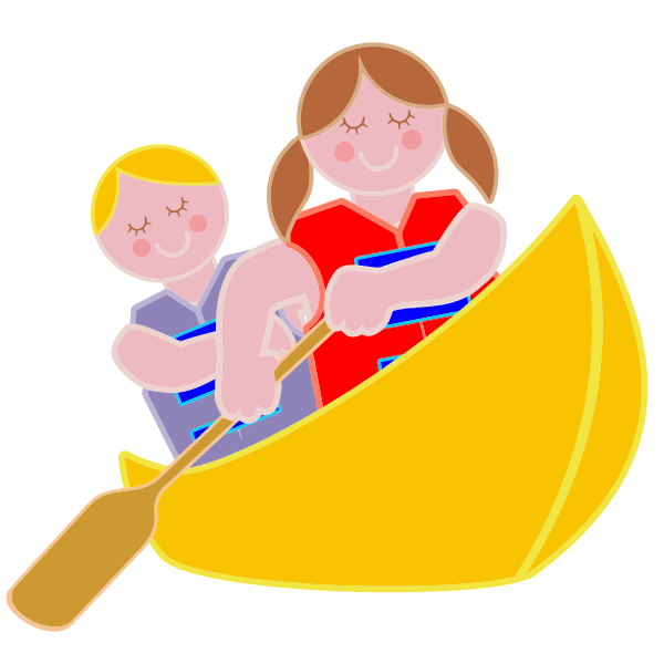 SVG Girl And Boy Rowing In Canoe