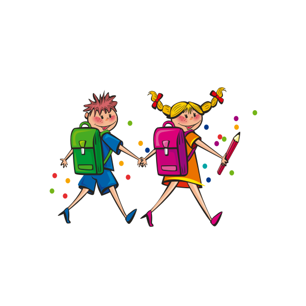 SVG Girl and boy walking to school vector illustration