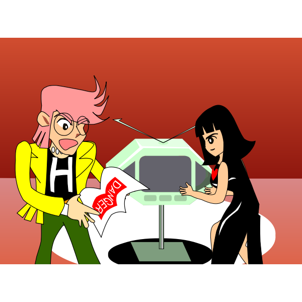 SVG Girl and boy with retro TV