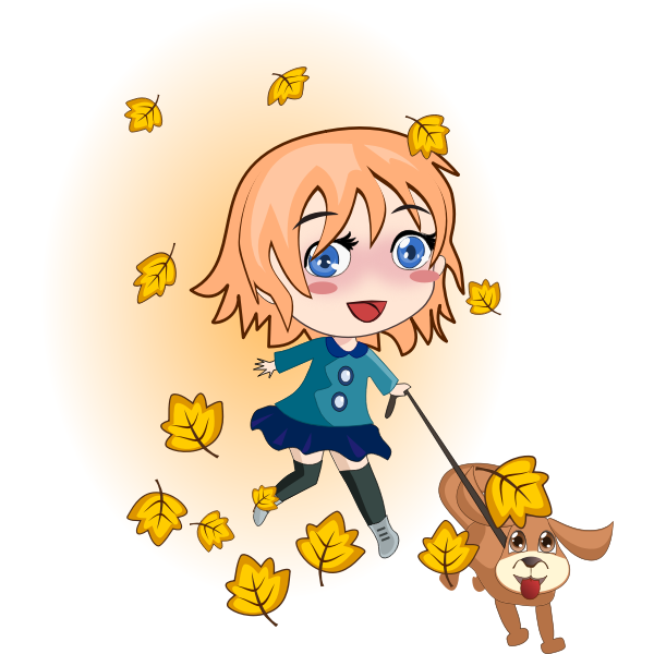 SVG Girl and dog running