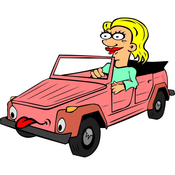 SVG Girl Driving Car Cartoon