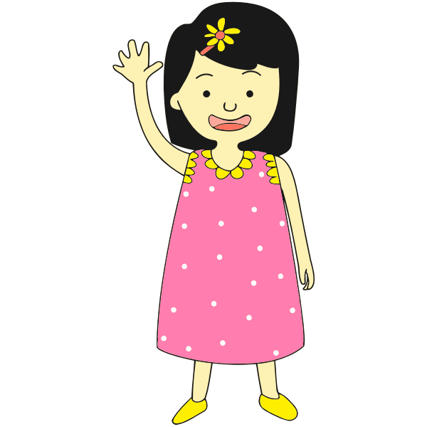 SVG Girl in pink dress waving