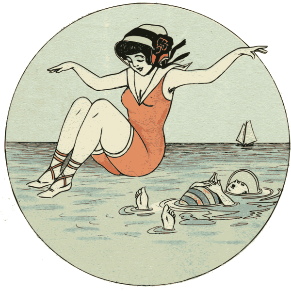 SVG Girl in retro swimsuit
