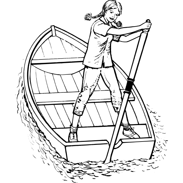 SVG Girl rowing a boat