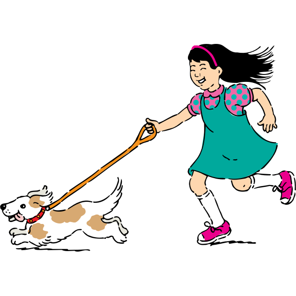 SVG Girl walking dog vector image