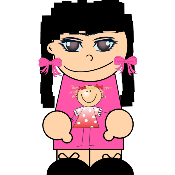 SVG Girl with black pigtails