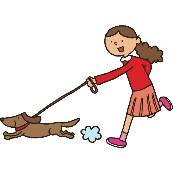 SVG Girl with dog in leash